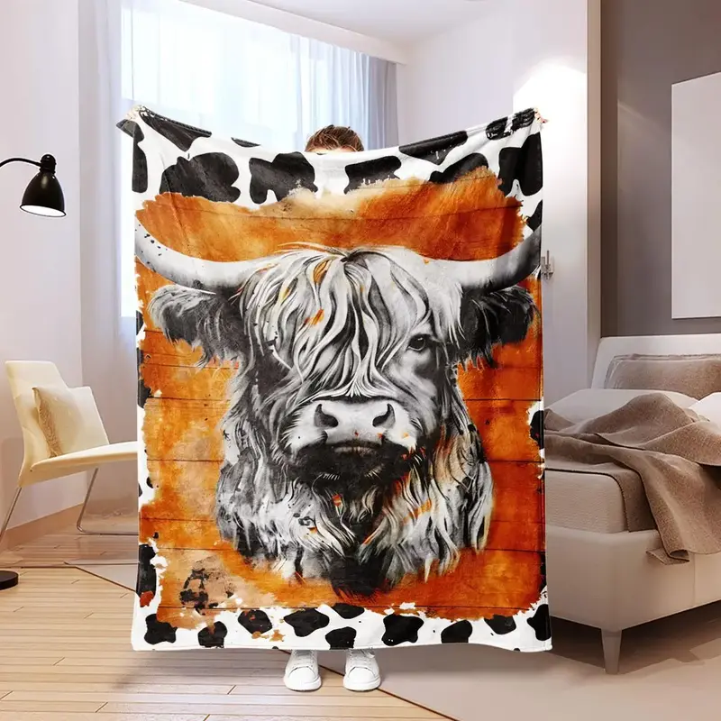 Yak Print Cozy Bed Blanket, Soft Comfortable Warm Napping Throw Blanket for Sofa Couch Chair 2024 Outdoor, Sleeping Bedding, ...