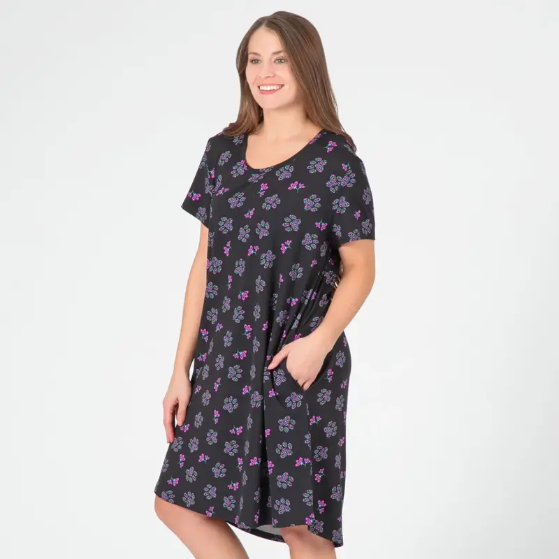 Flowers & Swirls Paw Prints Soft Touch Pajamas - Lace Nightgown - M