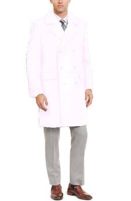 Manhattan 34 Inch Double Breasted Mens Overcoat - Mens Topcoat - IVORY - Wholesale Coat - Wholesale Winter Coats