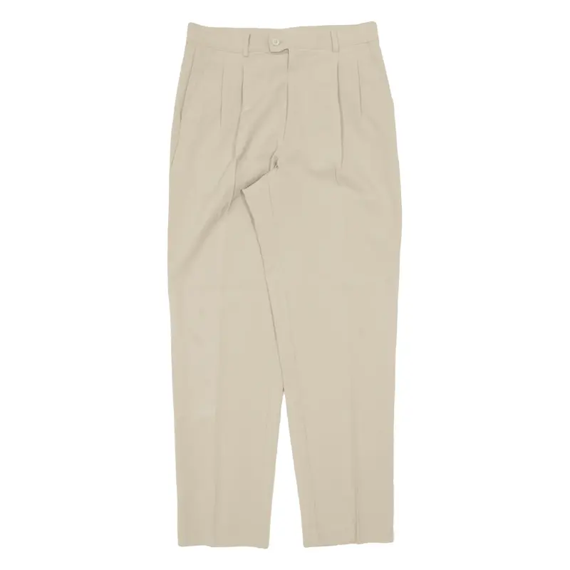 Pleated Trousers Beige Regular Tapered Womens W30 L32