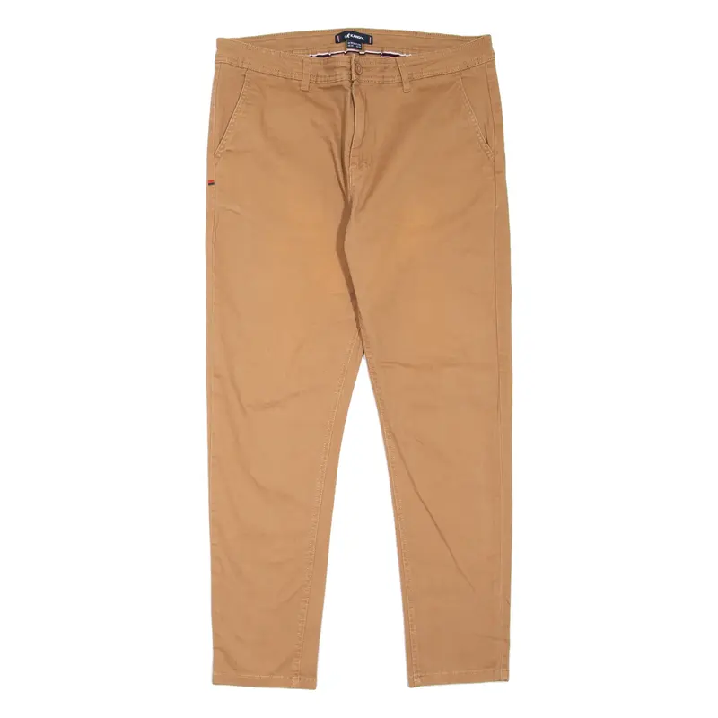 KANGOL Chino Mens Trousers Beige Slim Tapered W34 L30