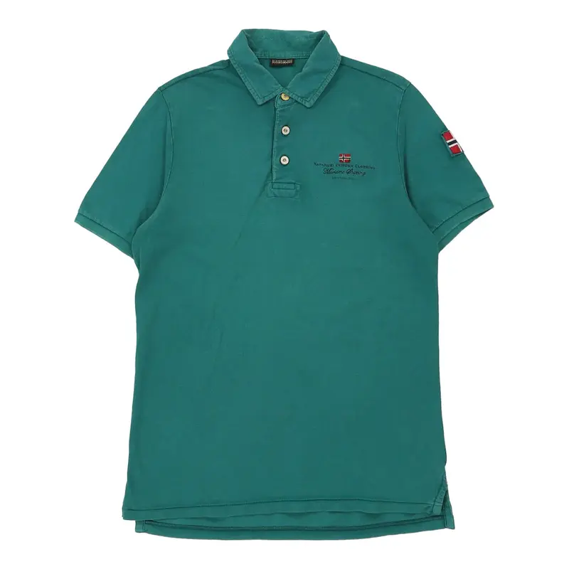 Napapijri Polo Shirt - Large Teal Cotton
