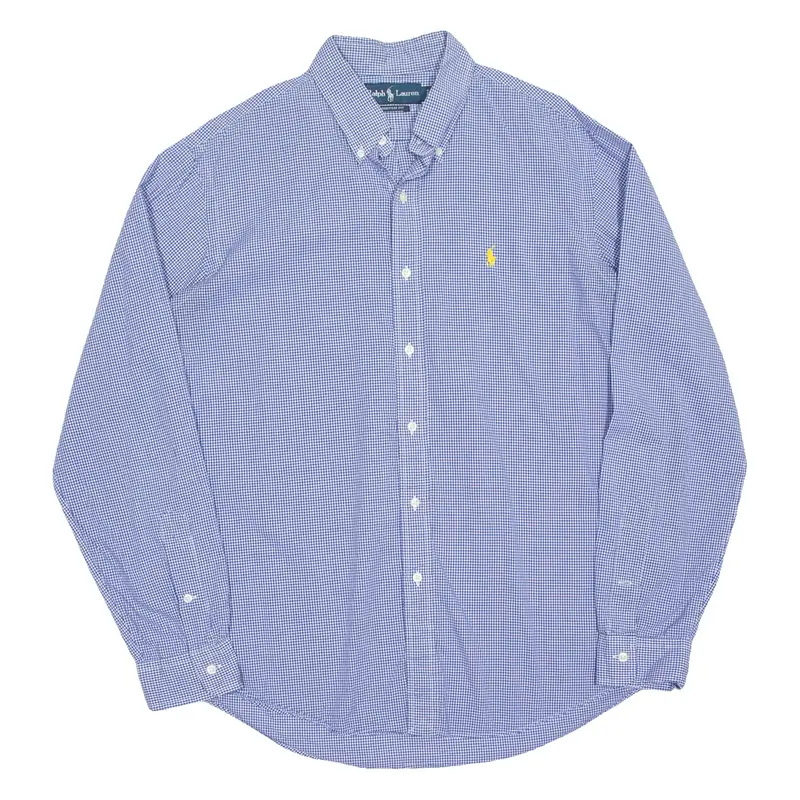 RALPH LAUREN Mens Shirt Blue Check Long Sleeve L