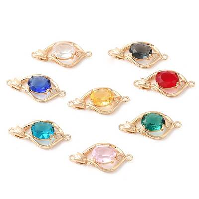 Brass Pave K9 Glass Connector Charms