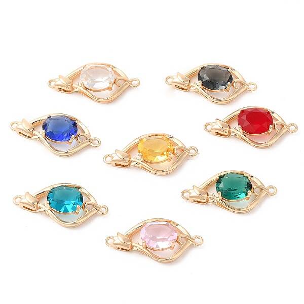 Brass Pave K9 Glass Connector Charms