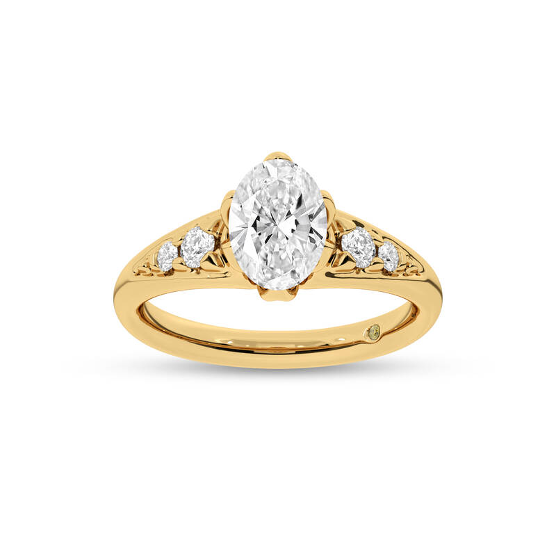 Lyon Tapered Pavé Oval Lab Grown Diamond Engagement Ring | 10K Yellow Gold 3 1/4 CT. TW.