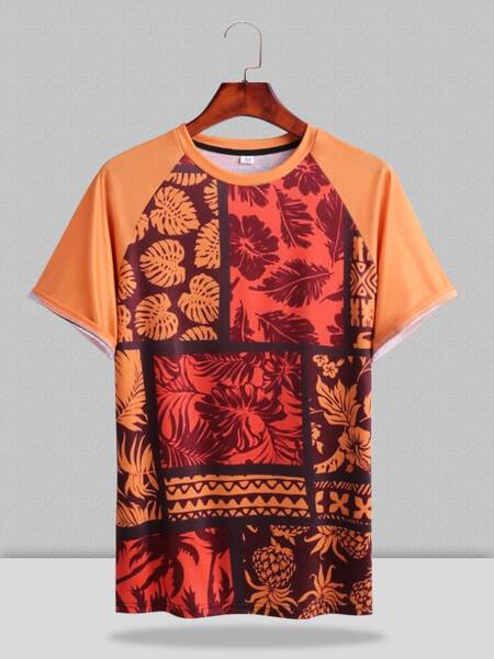 COCONUT TREE CLOTH T-SHIRT, Orange / M