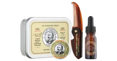 Captain Fawcett Ricki Hall's Gift Set (For Beard) for Men Beard Oil 10ml + Moustache Wax 15ml + Folding Moustache Comb 1pc
