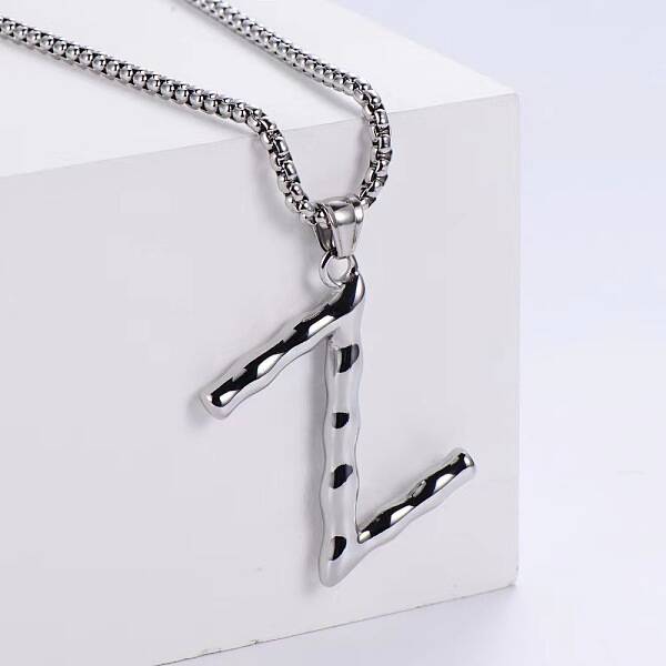 3Pcs Stainless Steel Textured Letter Pendant Box Chain Necklaces
