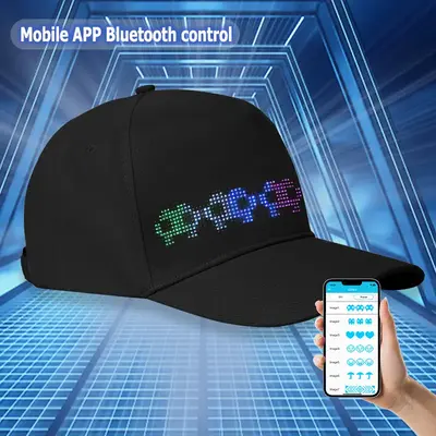 YOYOWAY LED Rolling Display Hat Customized Gif Picture And Text Bluetooth App Controlled Detachable Led Display Baseball Cap ...