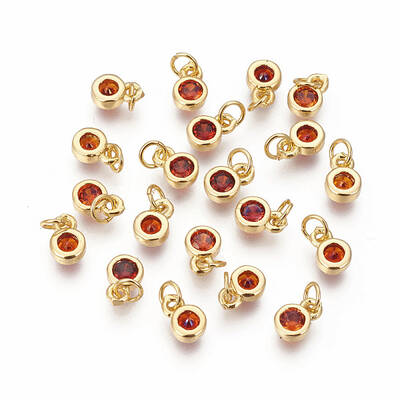 Brass with Single Cubic Zirconia Charms
