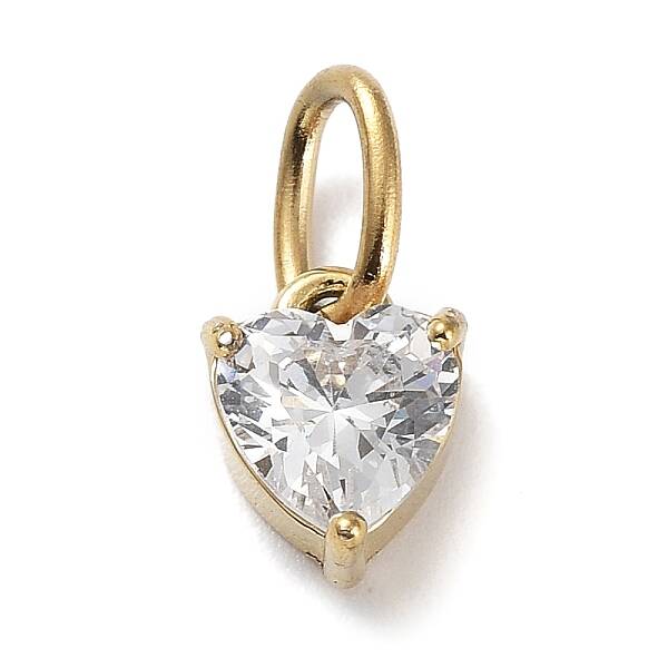 316 Stainless Steel Micro Pave Cubic Zirconia Charms