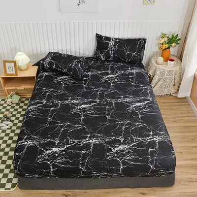 Lightning Print Fashionable Bedding Set, Including 1 Count Fitted Sheet & 2 Counts Pillowcase Without Filler for Home Dec...