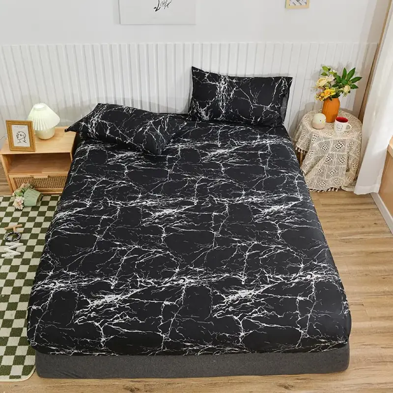 Lightning Print Fashionable Bedding Set, Including 1 Count Fitted Sheet & 2 Counts Pillowcase Without Filler for Home Dec...
