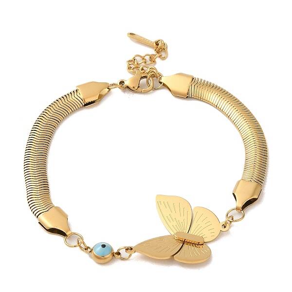 304 Stainless Steel Enamel Herringbone Chain Bracelets