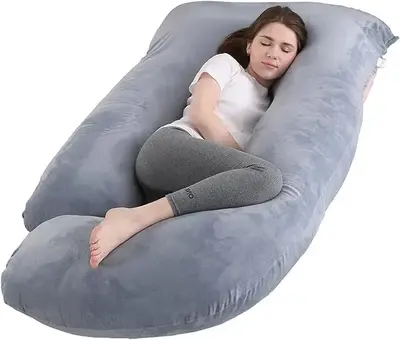 Pregnancy Pillow J-Shaped Full Body Pillow, 59 inch with Velvet Cover Easy to Remove and Wash, Support Pregnant Women's Backs...
