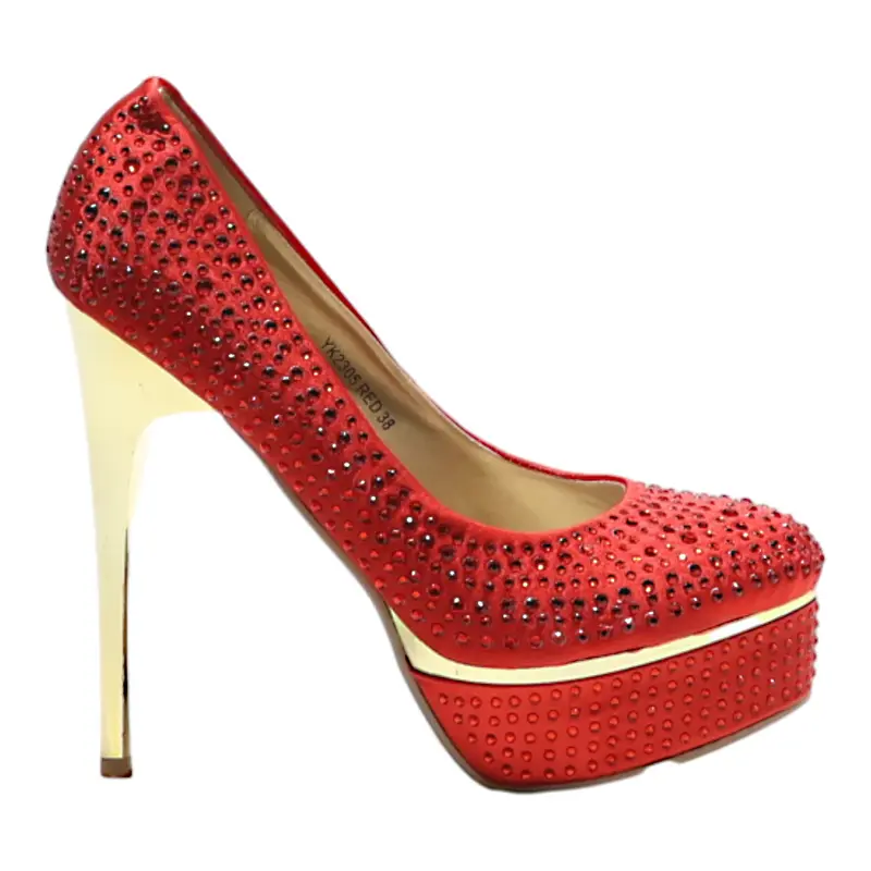 JUMEX Platform Heels Red Leather Womens UK 5