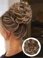 6 Inch Fashionable Solid Color Wavy Hair Bun, Gifts for Her, Natural Fluffy Hair Bun, Synthetic Mixed Color Hairpiece for Dai...