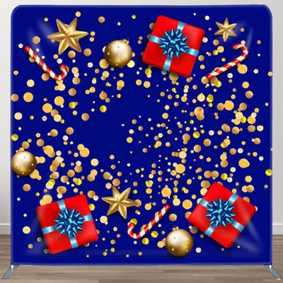 Aperturee Gold Dots And Star Gifts Blue Backdrop For Party - Aperturee