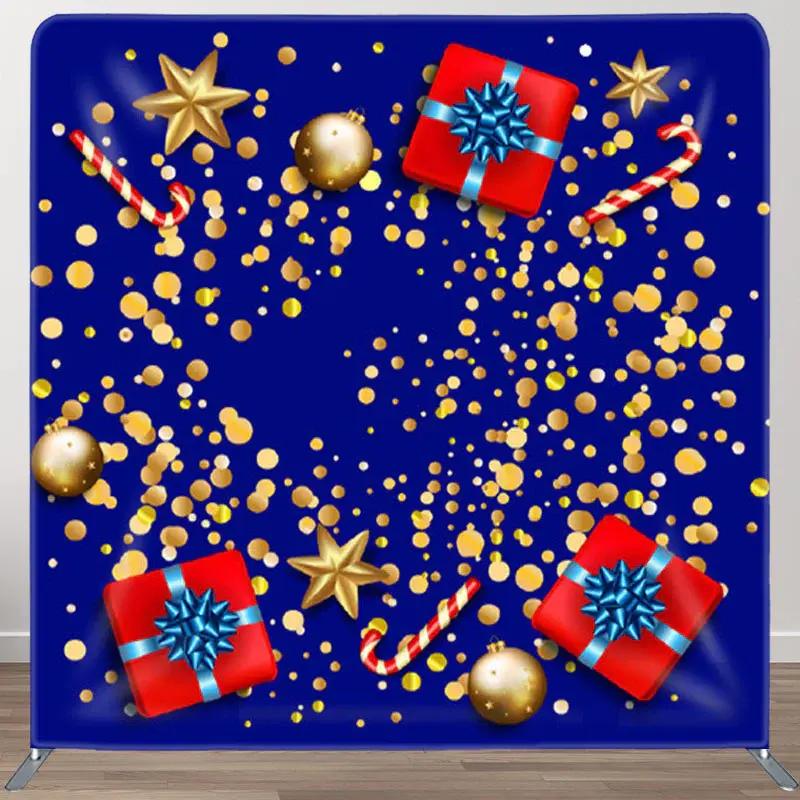 Aperturee Gold Dots And Star Gifts Blue Backdrop For Party - Aperturee