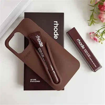 Lip Gloss Holder Phone Case – Soft Silicone Shockproof Makeup Cover with Built-in Lipstick Slot – For iPhone 11 12 13 14 ...