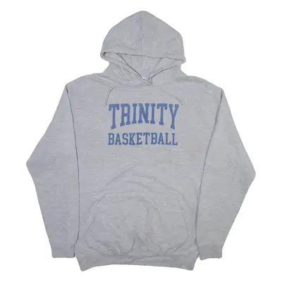 JUST HOODS Trinity Basketball Mens Grey Hoodie USA L
