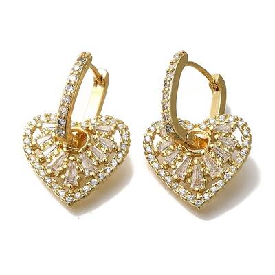 Rack Plating Brass Micro Pave Clear Cubic Zirconia Hoop Earrings