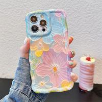 Case for iPhone 16 15 Pro Max 14 13 12 11, Colorful Retro Oil Painting Flower Cute Floral Aesthetic Curly Laser Glossy Reflec...