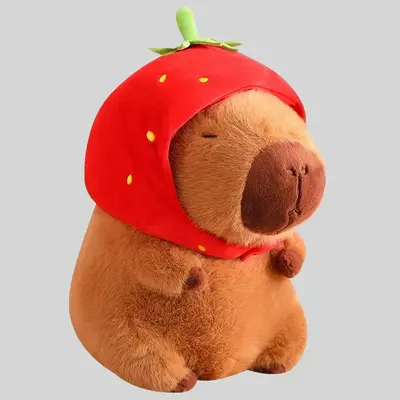 Strawberry Capybara Plush Toy, Cute Capybara Anime Fluffy Toy, Creative Birthday and Holiday Gift Options, Kids Toys, Gift fo...