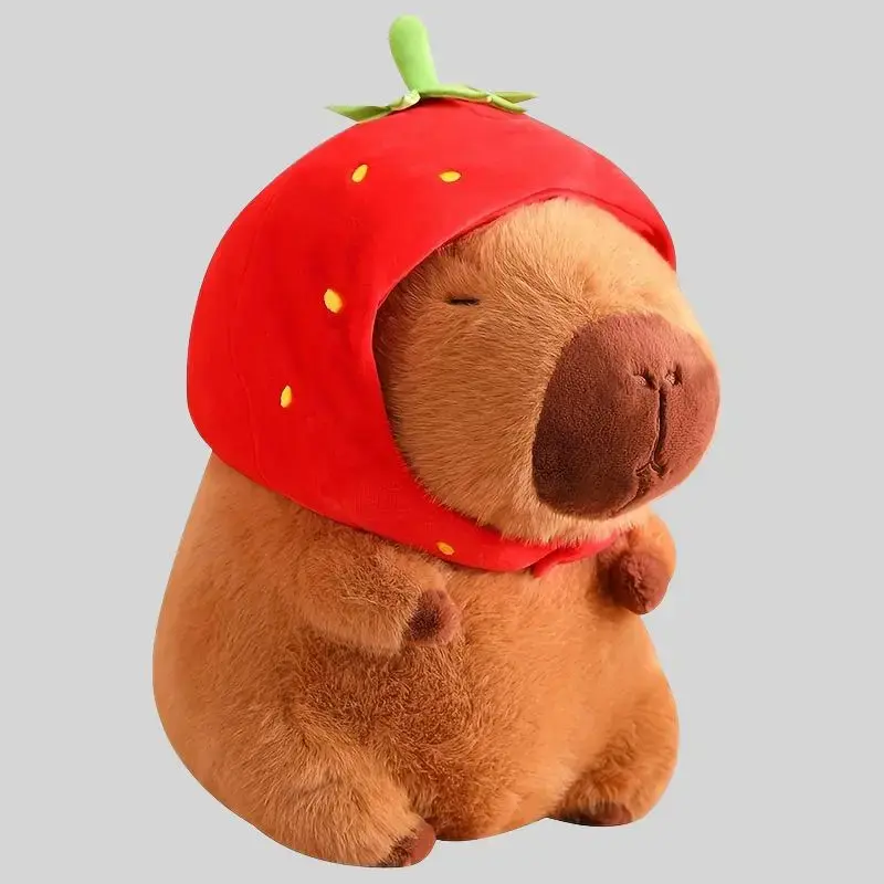 Strawberry Capybara Plush Toy, Cute Capybara Anime Fluffy Toy, Creative Birthday and Holiday Gift Options, Kids Toys, Gift fo...