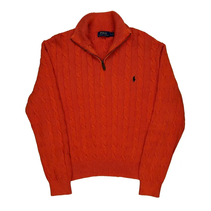 Ralph Lauren 1/4 Zip - Large Orange Cotton
