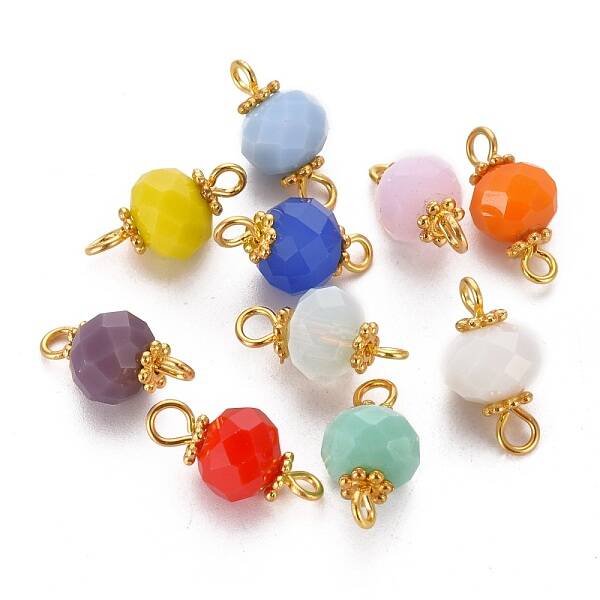Faceted Rondelle Glass Links Connectors