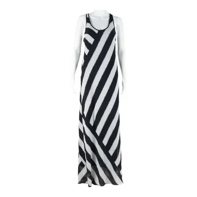 MICHAEL KORS Womens Shift Dress Black Striped Sleeveless Long XS