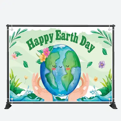 Happy Earth Day Save Planet Green Party Backdrop - Aperturee