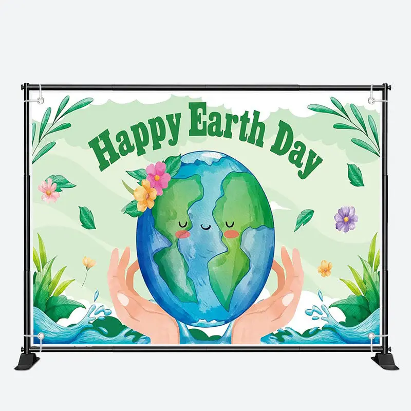 Happy Earth Day Save Planet Green Party Backdrop - Aperturee