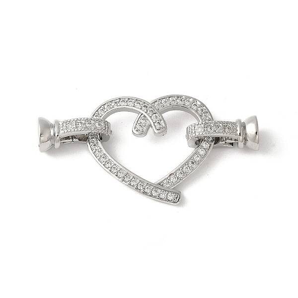 Brass Micro Pave Clear Cubic Zirconia Fold Over Clasps