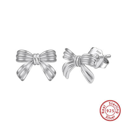 925 Sterling Silver Bowknot Stud Earrings