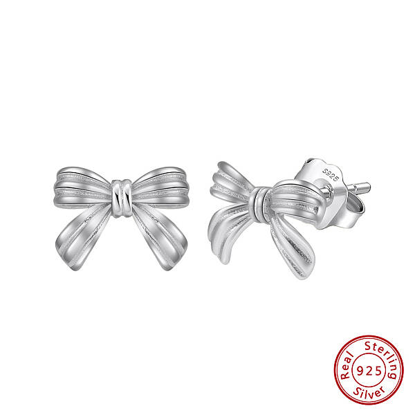 925 Sterling Silver Bowknot Stud Earrings