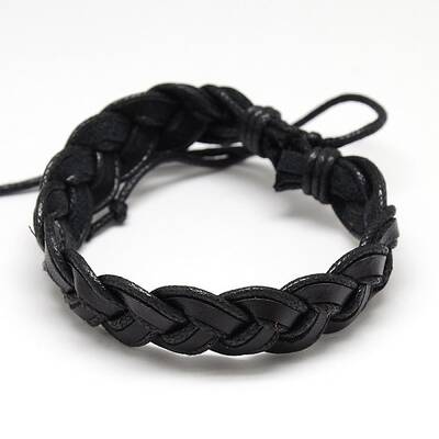 Trendy Unisex Casual Style Braided Waxed Cord and Leather Bracelets