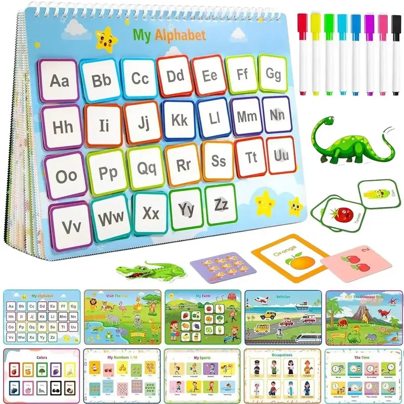 Busy Book Preschool Learning Activity for Toddlers,Educational Toys for boys and girls,Kids Language Toys,Travel Essentials,B...