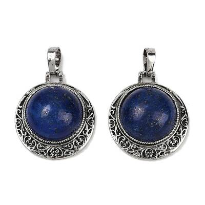 Dyed Natural Lapis Lazuli Half Round Pendants
