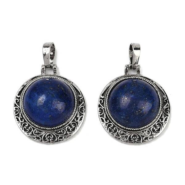 Dyed Natural Lapis Lazuli Half Round Pendants
