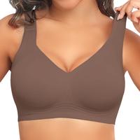 PoseFree Womens Seamless Wireless Supportive Bra Push Up Comfort Soft No Underwire Full Coverage T-Shirt Bra Womenswear Mothe...