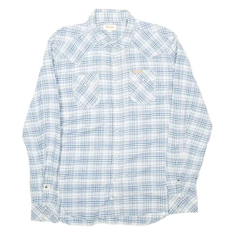 DIESEL Womens Shirt Blue Check Long Sleeve L