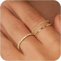 Tewiky 3PCS Thin Stackable Ring Set Dainty Thumb CZ Rings For Women Non Tarnish Size 5-12 For Fashion For Mother's Day Gift