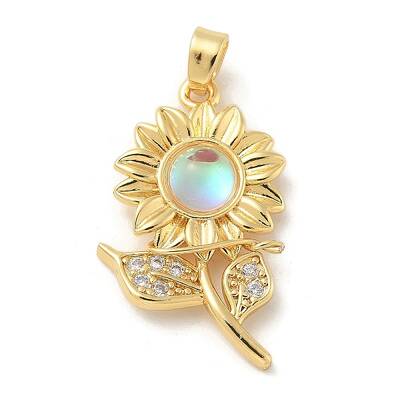 Brass Micro Pave Cubic Zirconia with Resin Pendants