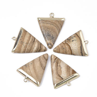 Electroplate Natural Picture Jasper Pendants