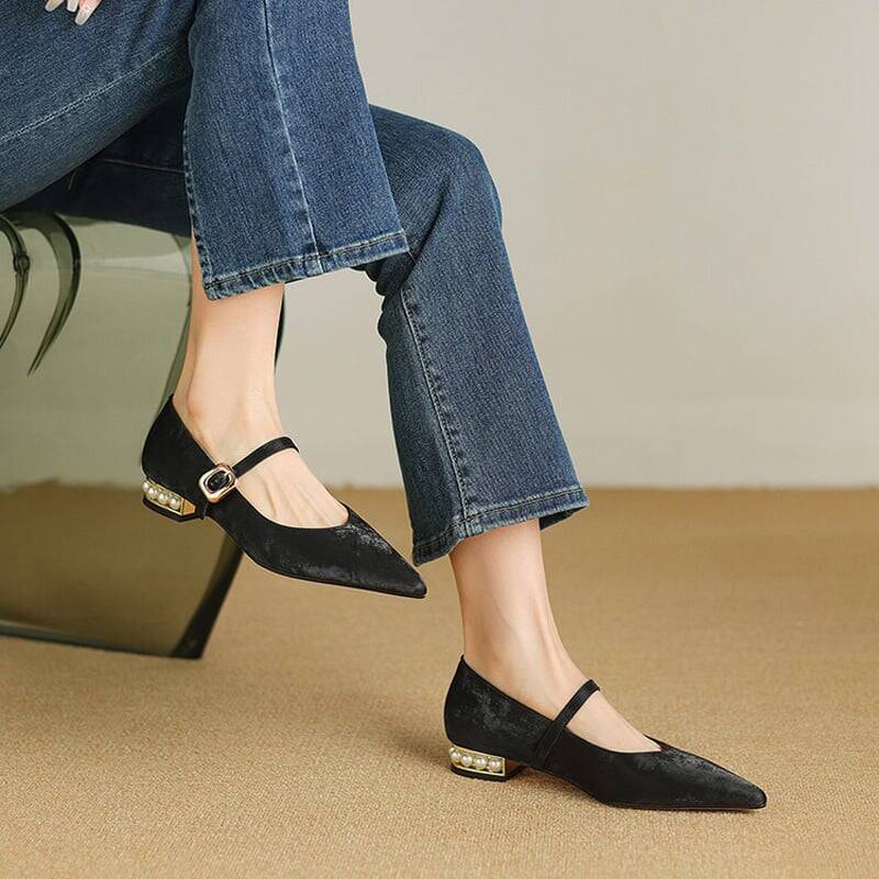 CHIKO Rosa Pointy Toe Block Heels Mary Jane Shoes