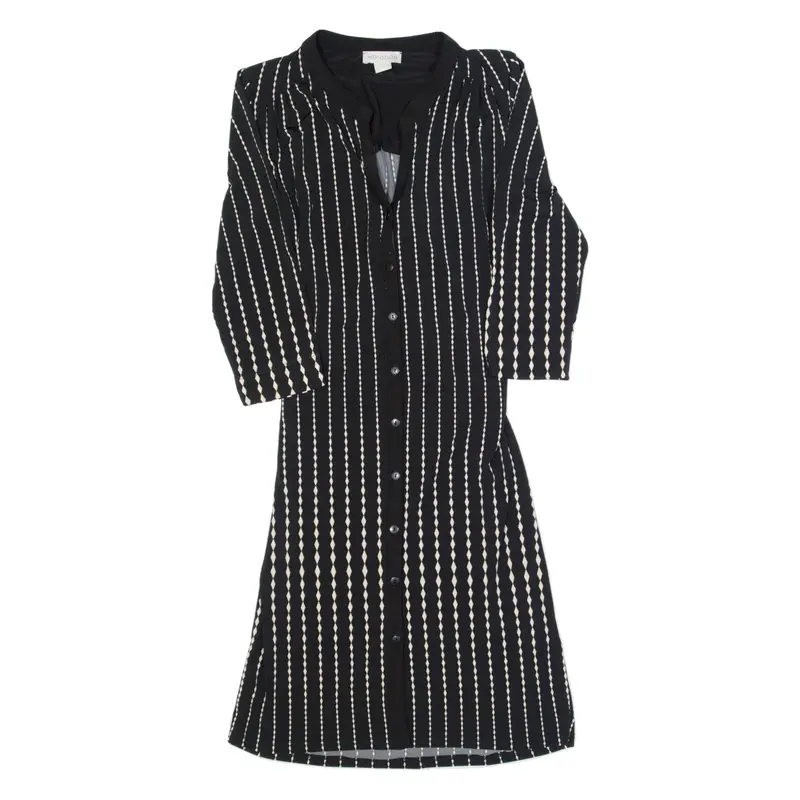 MONSOON Womens Shirt Dress Black Striped Midi UK 8