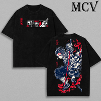 Tanjiro Kamado Water Breathing shirt, Demon Slayer t-shirt, Menswear Anime Double Printed Oversize Lightweight Acid Washed Te...